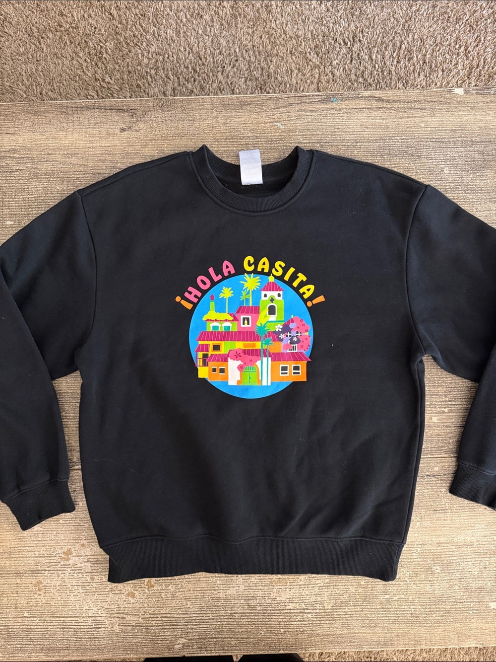 Disney Encanto Hola Casita black crewneck sweatshirt